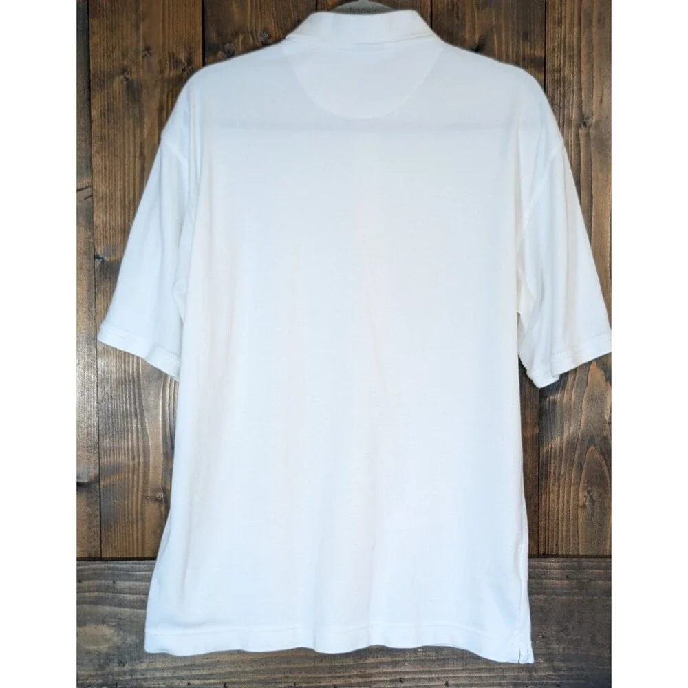 Vintage Nike Golf Mens L White Dri-Fit Polo Shirt Golf Flag Embroidered